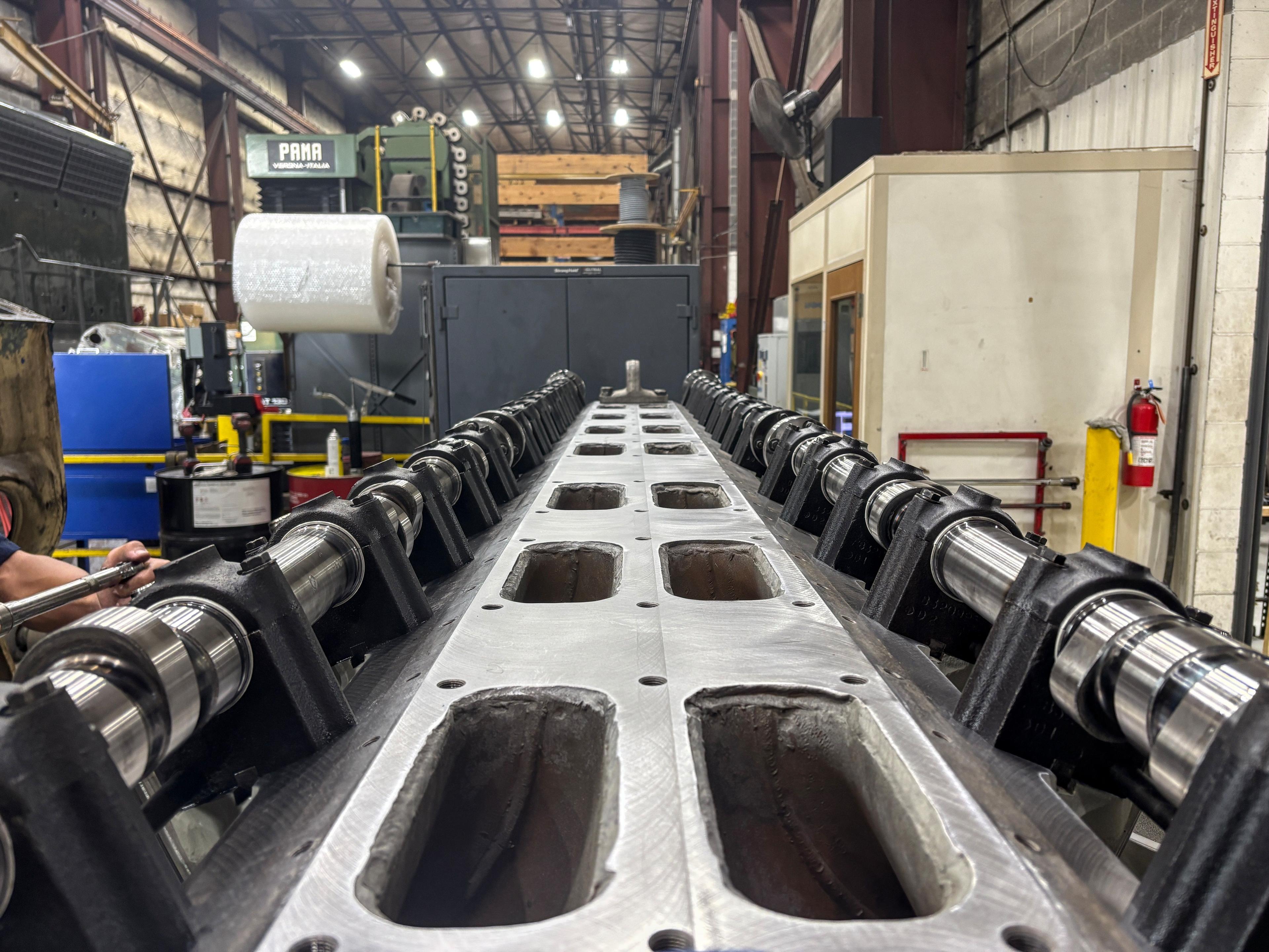 EMD engine block after thorough cleaning.